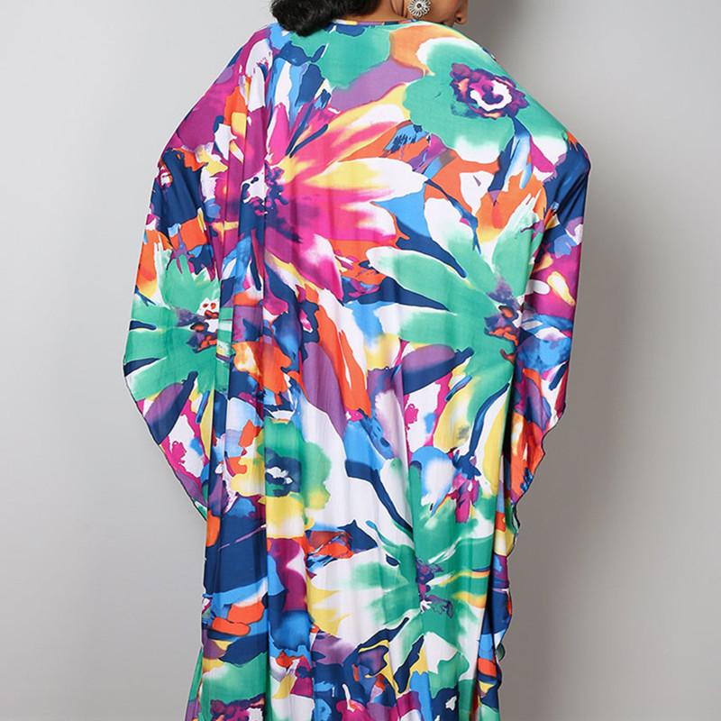 2022 накидки с принтом, сексуальное летнее пляжное платье с глубоким v-образным вырезом, туника, кафтан, женская пляжная одежда, купальник, халат De Plage Q1289