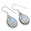 Natural Rainbow Moonstone Gemstone 925 Solid Sterling Silver Earring 1.25" Z8A99