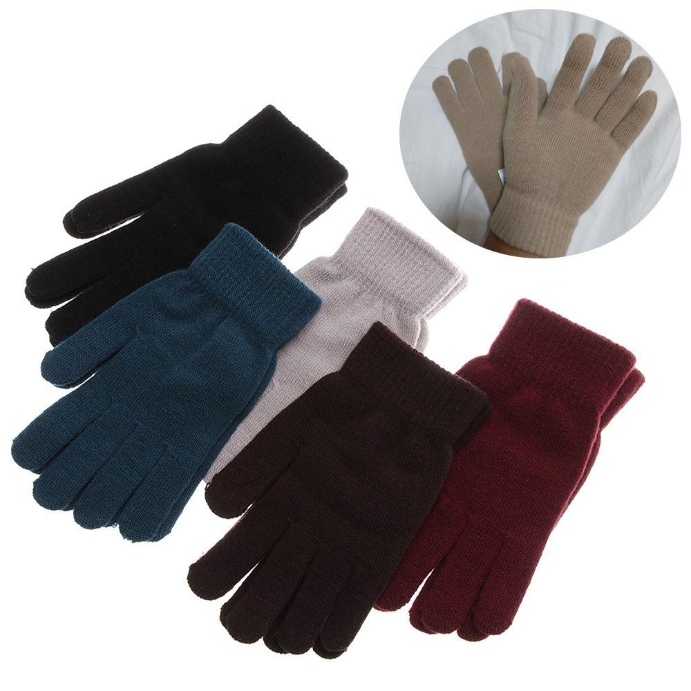 Утолщенные перчатки с полными пальцами Плюшевая подкладка Женские Мужские Варежки Ребристые Вязаные Перчатки Для Холодной Погоды
