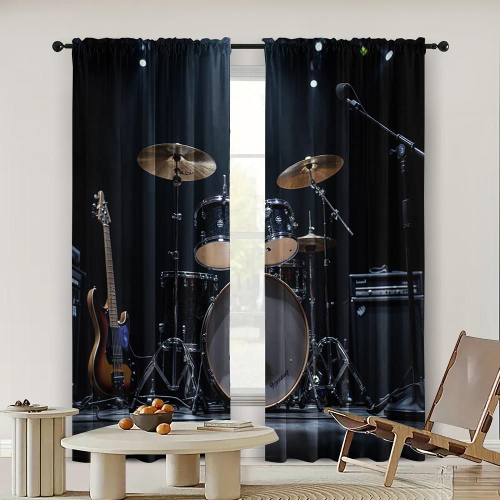 2pc    Curtains guitars and drums Light Filter Party Decorations Suitable for Holiday Party   General Celebration