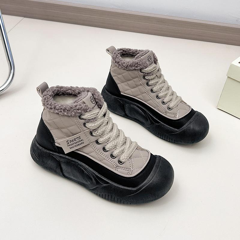 Женские зимние ботинки на меховой подкладке для занятий спортом на открытом воздухе, теплые водонепроницаемые кожаные ботинки по щиколотку, удобные высокие ботинки на флисовой подкладке