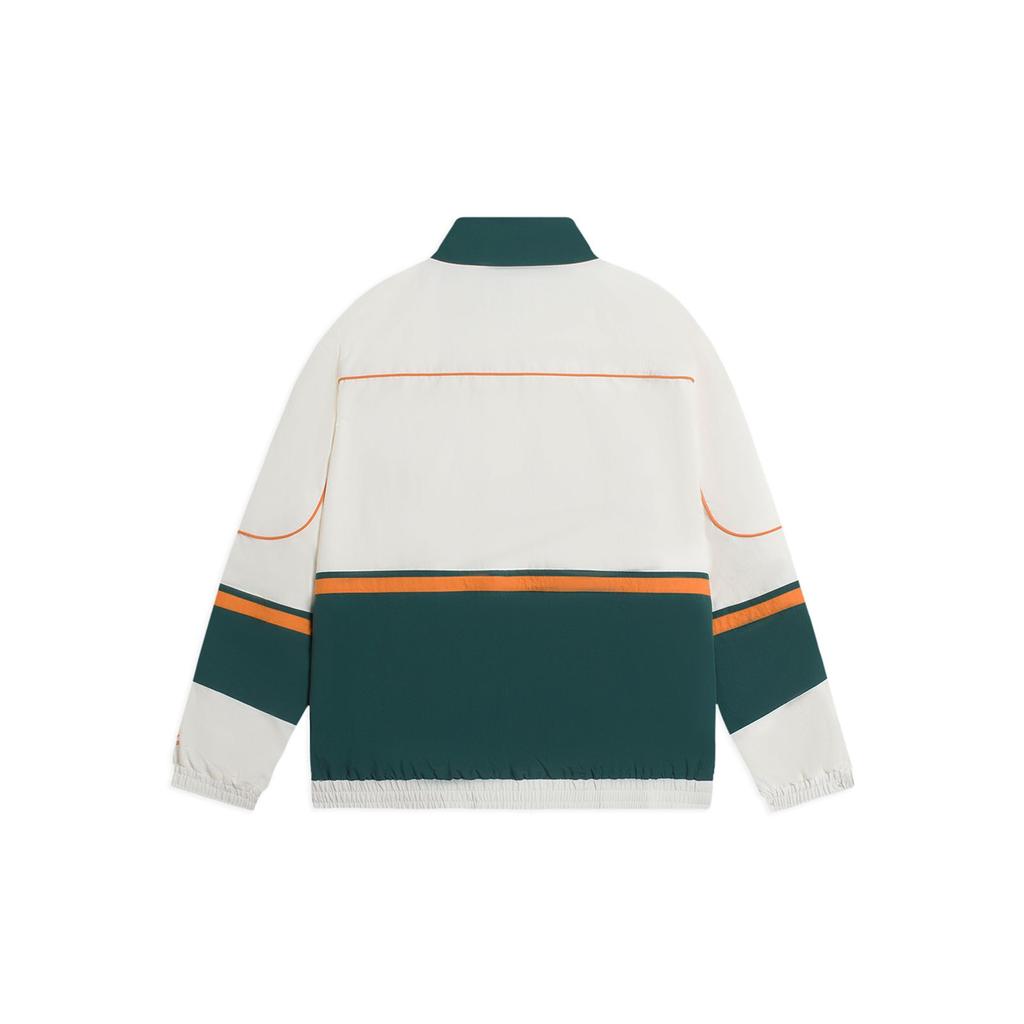 Li Ning Sports Lifestyle Series Color Block Letter Stand Collar Jacket Unisex Jacket Off-White AJDSA99-6