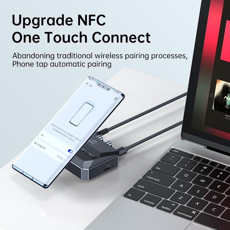 NFC Bluetooth 5.3 аудио приемник 3,5 мм AUX RCA USB U-Disk/TF HIFI стерео музыкальный беспроводной адаптер с микрофоном для автомобильного комплекта усилителя динамика