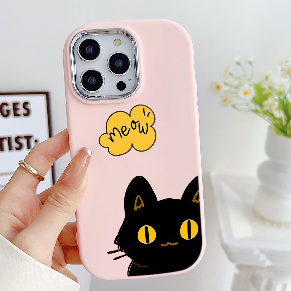 LZ9 мультяшный кот милый художественный дизайн мягкий чехол для телефона Samsung S24 Ultra S23 Plus S21 A16 A54 A34 A06 Infinix Hot 40 30i защита объектива противоударный чехол