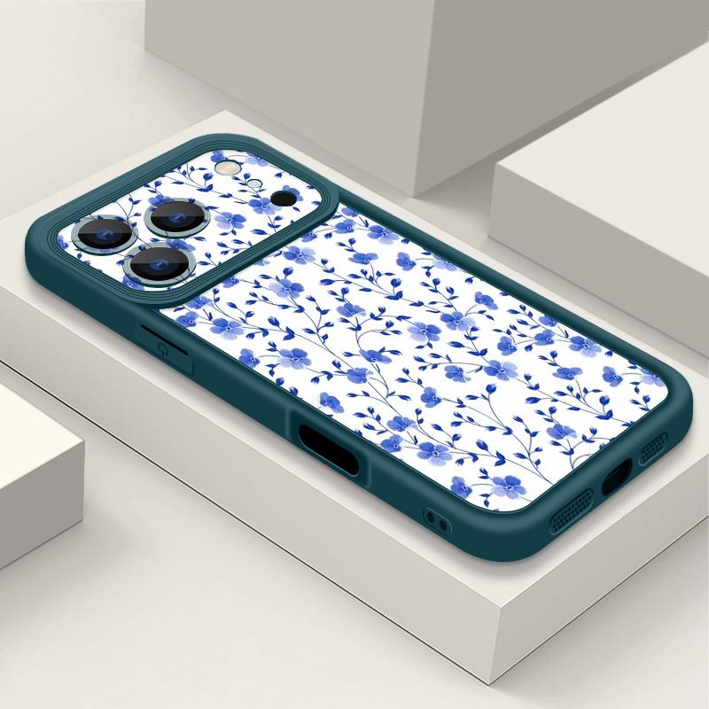 Чехол с принтом «Цветы и Листья» для iPhone 17 Pro Max Чехол iPhone 16 15 14 13 Pro Max 11 17e 16e Ударопрочный бампер Мягкий силиконовый чехол для телефона
