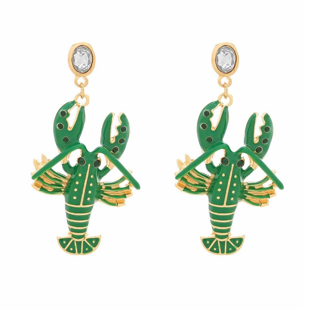 Vintage Lobster Earrings Creative Bohemian Dangle Earring Elegant Enamel Stud Earrings Holiday