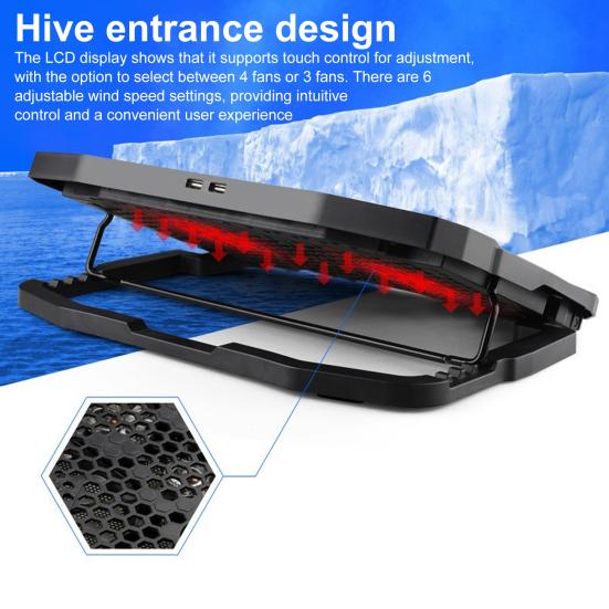 Laptop Cooling Pad with USB Ports 6 Wind Speeds Fast Heat Dissipation