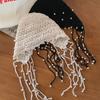 Crochet Flower Knit Cap Beanies Ethnic Style Hat Casual Hollow Pearl Tassels Knitted Hat  Outdoor