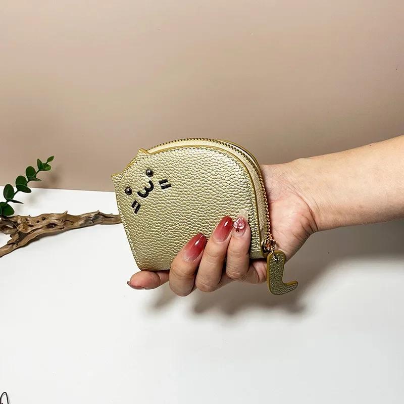 1 шт., милый мультяшный кот из искусственной кожи, складная сумка для карт, многофункциональная, женская, повседневная, органайзер для удостоверений личности, кошелек для монет, держатель для кредитных карт