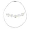 [R7245] - White 'Perla' Silver Pearl Necklace - 45 Cm 6 Mm