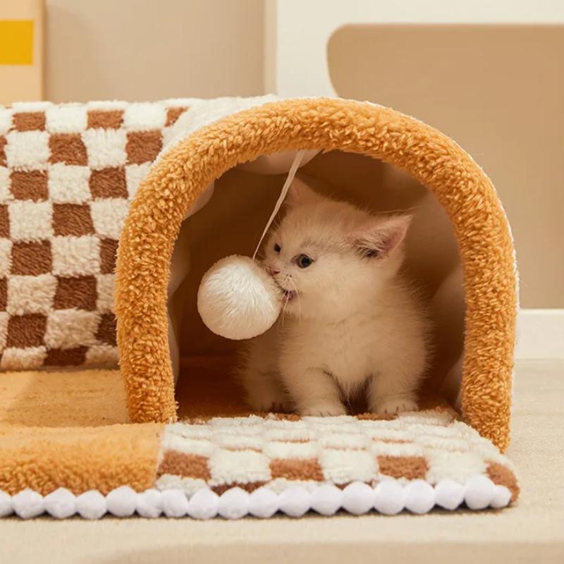Cat Shelter Tunnel Warm Cat Bed Cat Escape Dog House Enclosed Removable and Washable Funny Mat Pet Products Accessories