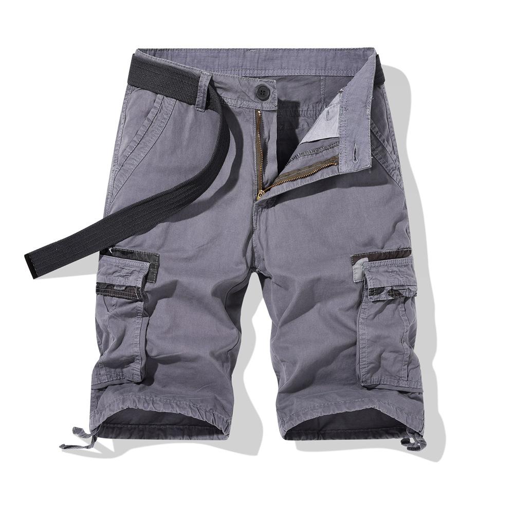 Новые летние мужские свободные прямые шорты-карго с несколькими карманами, черные брюки, уличные брюки с пятью точками, повседневные брюки большого размера