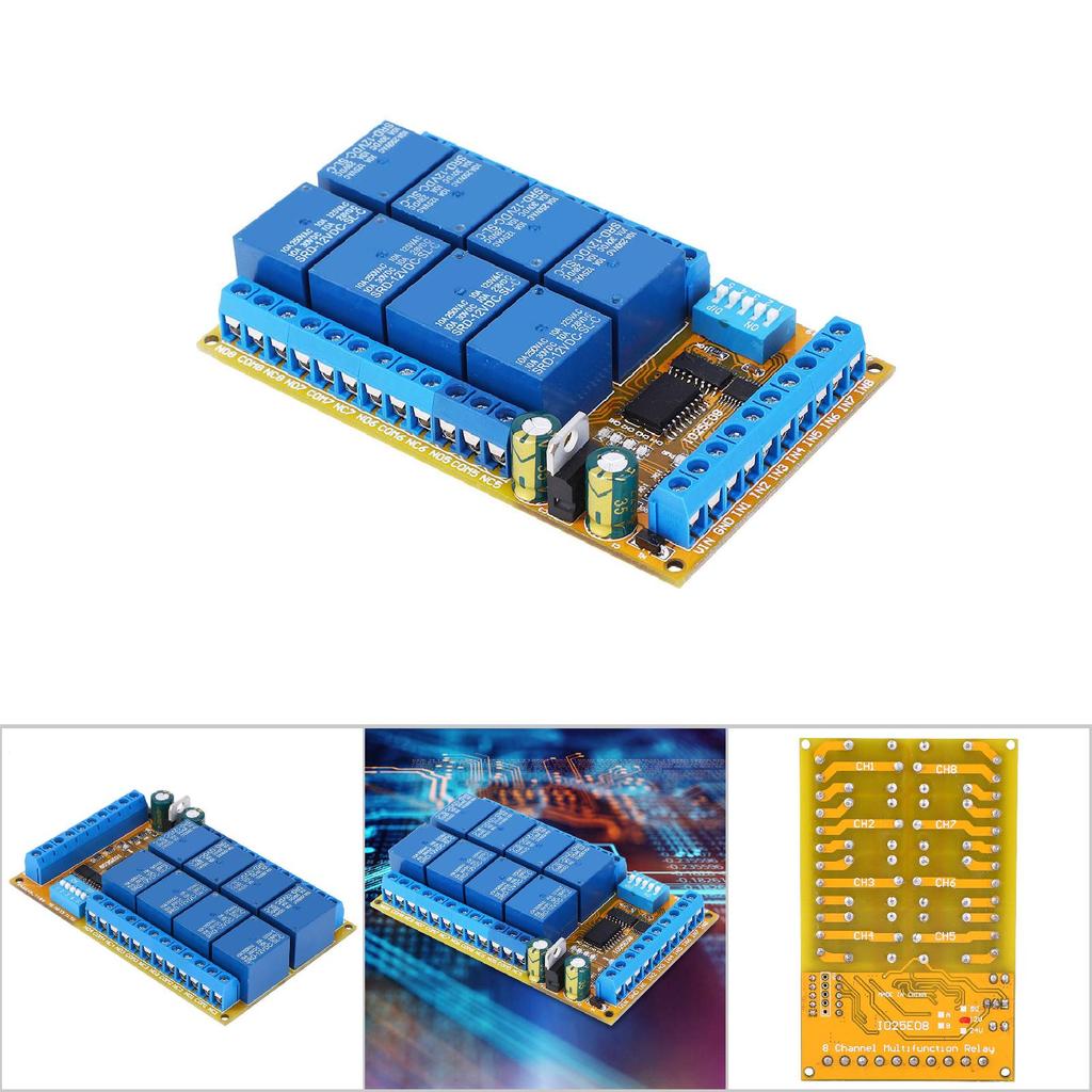 Relay Module IO25E08 Multifunctional 8 Channel Self Locking Interlock Power Conditioner 5v 12v 24V(12V )