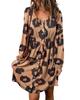 Azura Exchange Платье свободного кроя с леопардовым принтом, на пуговицах спереди и рукавами-фонариками