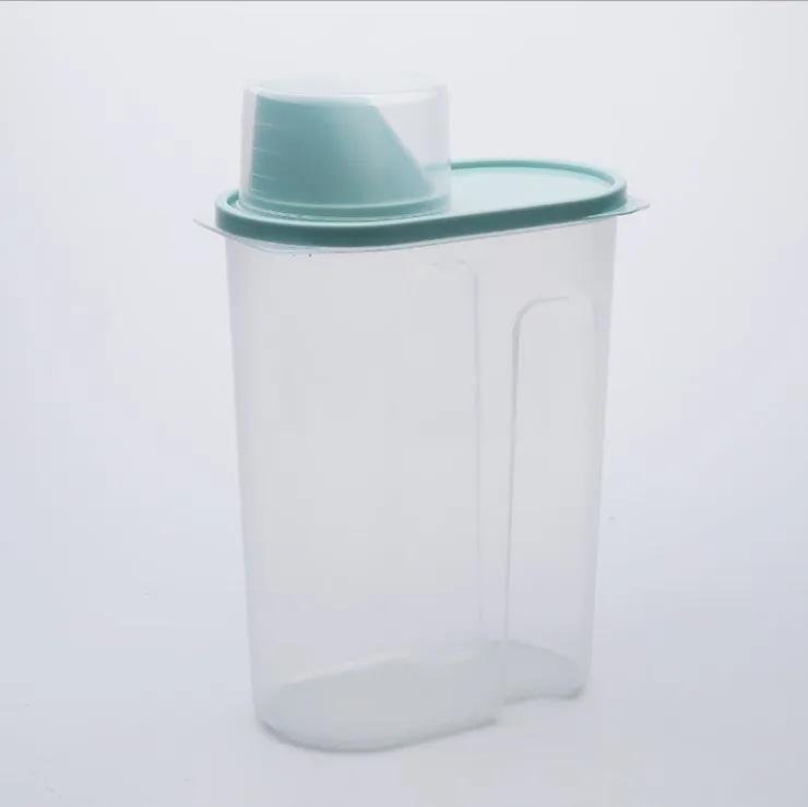 1.9L-2.5L PP Food Storage Box Plastic Clear Container Set with Pour Lids Kitchen Storage Bottles Jars Dried Grains Tank