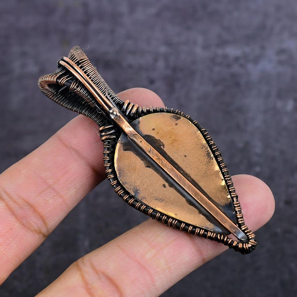 Подвеска из натуральной камеи, лунного камня, медной проволоки, 2,99 дюйма, V9c22