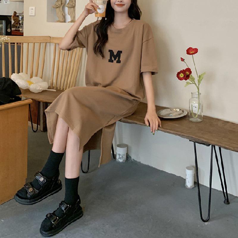 Women's Plus Size Summer Tunic: Loose Fit, Belly-Covering, Knee-Length T-Shirt Dress