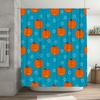 Halloween-Themed Shower Curtain With Blue Background And Pumpkin Pattern Suitable For Bathroom Decor Washable Waterproof Fabric