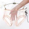 Women Panties Mid Waist Breathable Stretch Soft See-through Floral Lace Sexy