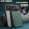 KEYSION Luxury Leather Case for Xiaomi POCO M5 M5S M4 5G Soft Silicone+PC Shockproof Phone Back Cover for POCO M4 5G M5 M5S