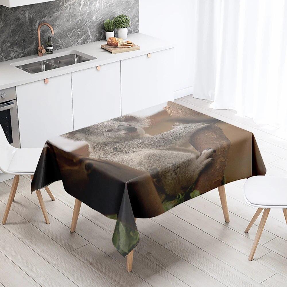 Скатерть с изображением коалы, милое животное, анти-пятно, водонепроницаемая, прямоугольная, для кухонного стола, украшение для дома