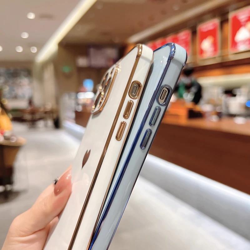 Soft Electroplated Love Heart Phone Case For iPhone 11 12 13 14 15 Pro Max XS X XR 7 8 Plus Mini SE 2020 Silicone Cases Cover
