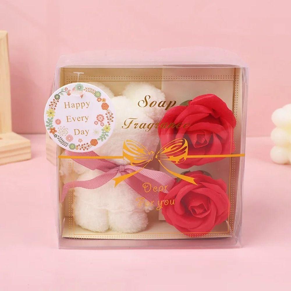 Rose Festival Gifts Soap Flower Towel Bear Gift Box Towel Bear Soap Flower Gift Box Birthday Party