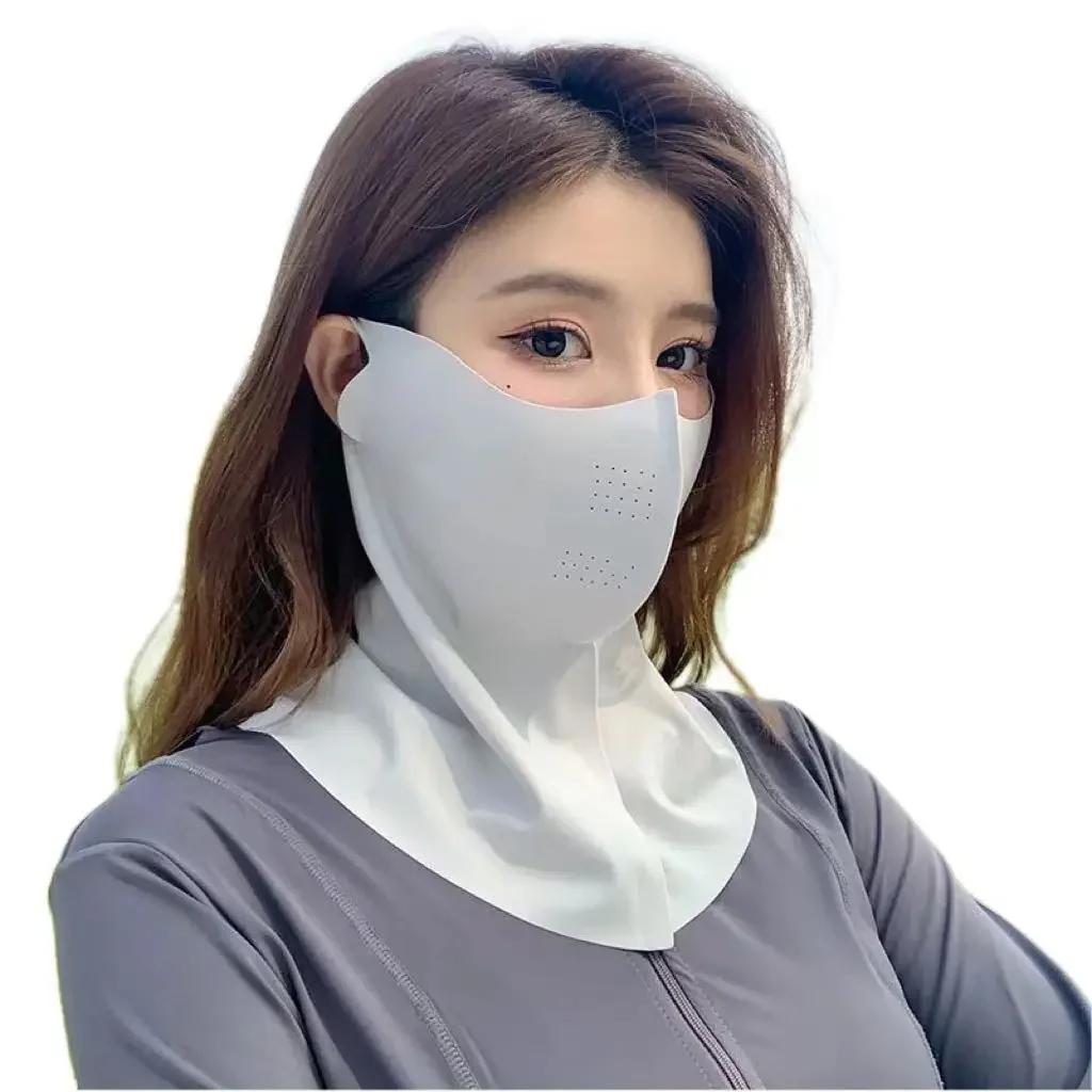 Летняя маска-солнцезащитный крем для лица с гиалуроновой кислотой SPF 50+ Защита от УФ-лучей Дышащая маска из ледяного шелка для женщин и мужчин для занятий спортом на открытом воздухе