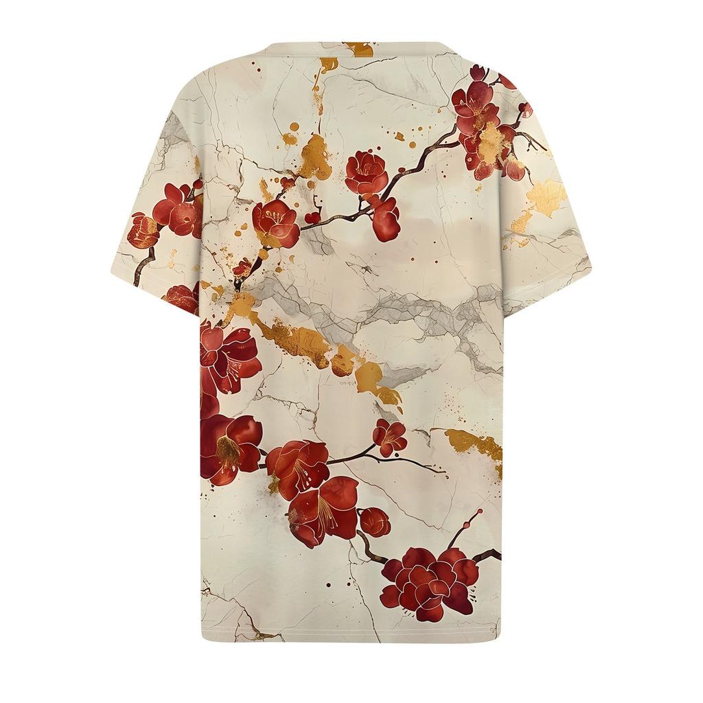 Women's T Shirt Tee Printed Short Sleeve Daily Weekend Fashion Basic V Neck Regular Top