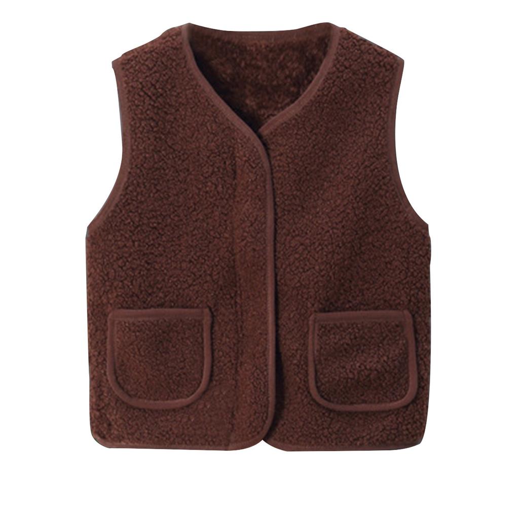 Winter Kids Vest Sleeveless Padded Horse Clip Outer Wear Lamb Wool Vests