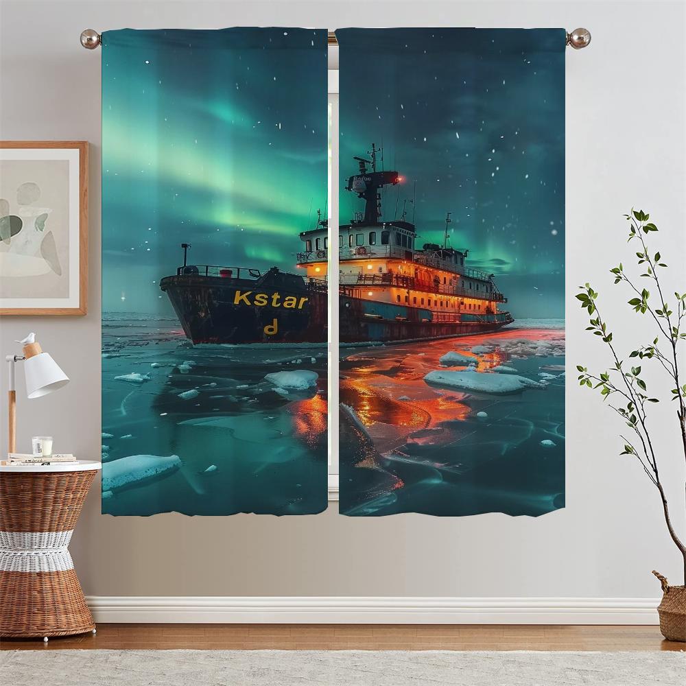 Шторы Marine Aurora Black Out для гостиной, кухни, комплект из 2 шт., чехлы для штор, подхваты для оконных жалюзи, затемняющие шторы