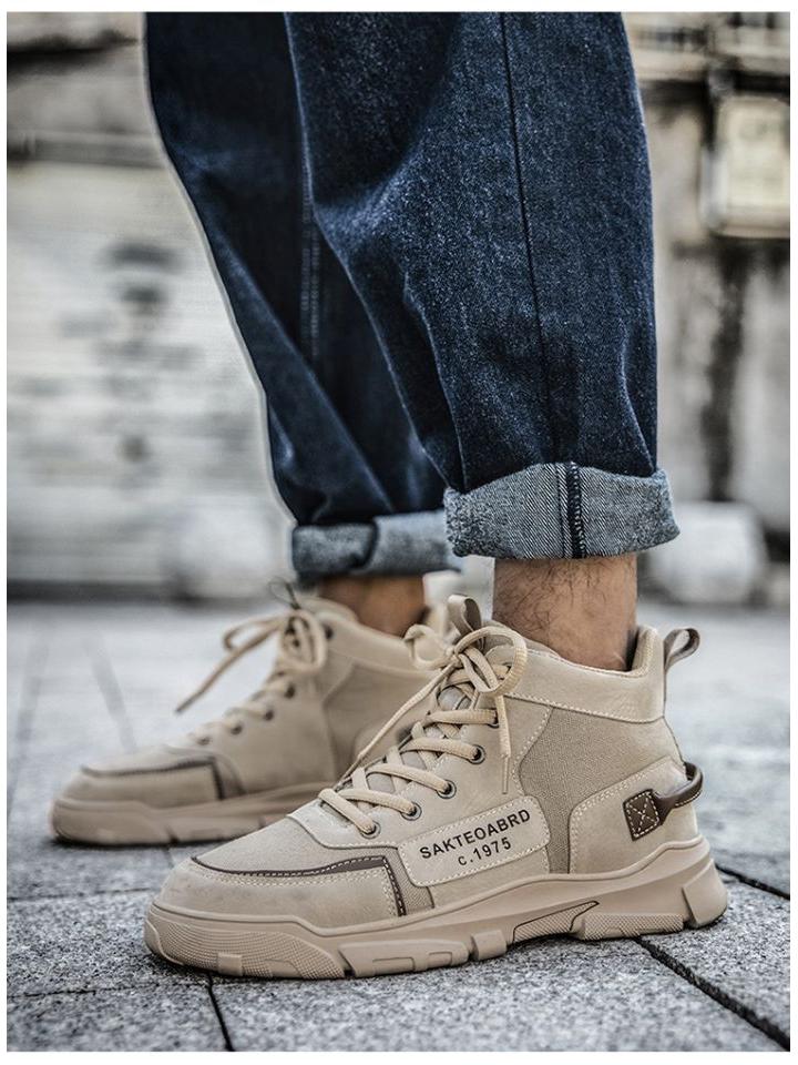 Мужские модные высокие британские ботинки Martin 2023 года — повседневная осенняя модная хлопковая обувь