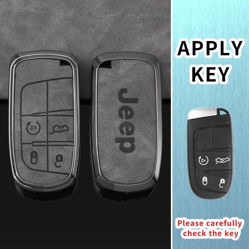 For Jeep Zinc Alloy Leather Car Key Case Cover Shell For Jeep Renegade Wrangler Patriot Grand Cherokee WK2 KL Compass Liberty