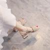 2024 New Summer Thick Heel Middle Heel Fairy Style with Skirt Two Wear Temperament Small Fresh High Heel Sandals Woman