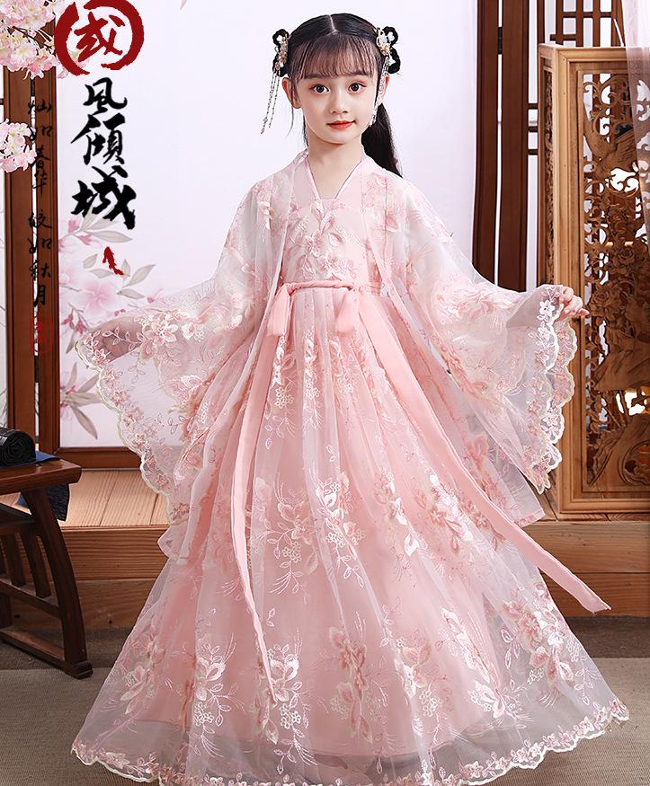 Девичье платье ханьфу: Супер Сказочная Принцесса Длинный Рукав Китайский Стиль на Осень/Зиму
