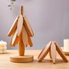 4PCS Tree Design Stand Wooden Trivets Decorative Anti Scald Heat Resistant Table Mat Coaster Wood Placemats Pot