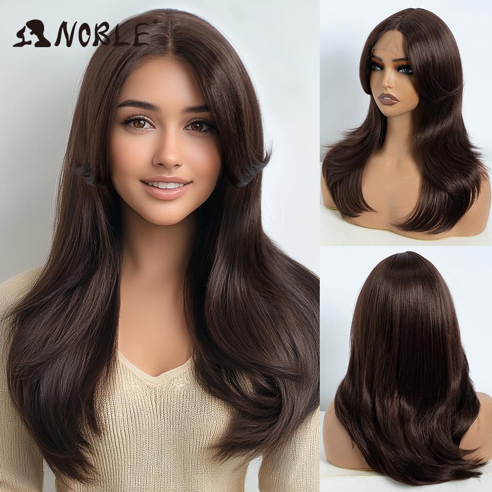 Noble Synthetic Lace Front Wig 14 Inch Straight Bangs Wig Cosplay Wig Ombre Blonde Wigs For Women Lace Wig Synthetic Lace Wig