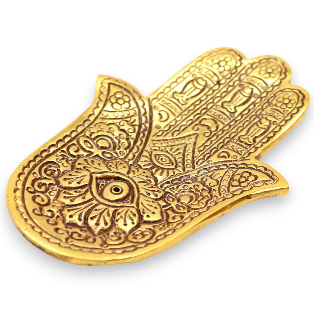 Incense Stick Holder Small Gold Aluminum Hamsa