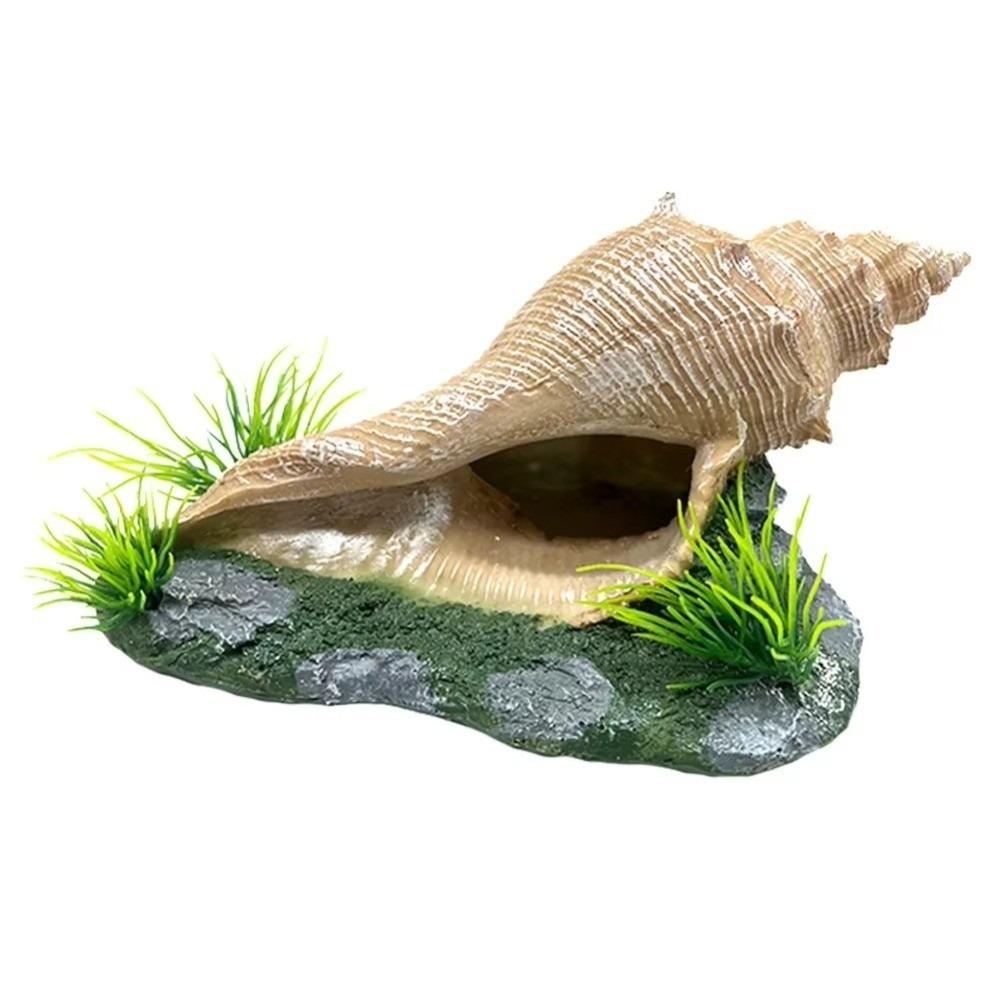 Conch Shape Fish Hideaway Cave Resin Fish Tank Ornaments Shrimp Hiding House  Small Fish Tank
