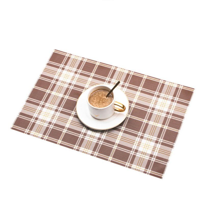 4pcs/set Plaid Placemats Set 45x30cm PVC Non-Slip Heat Insulating Table Mats Rectangular Table Mats Coasters Desktop Decoration