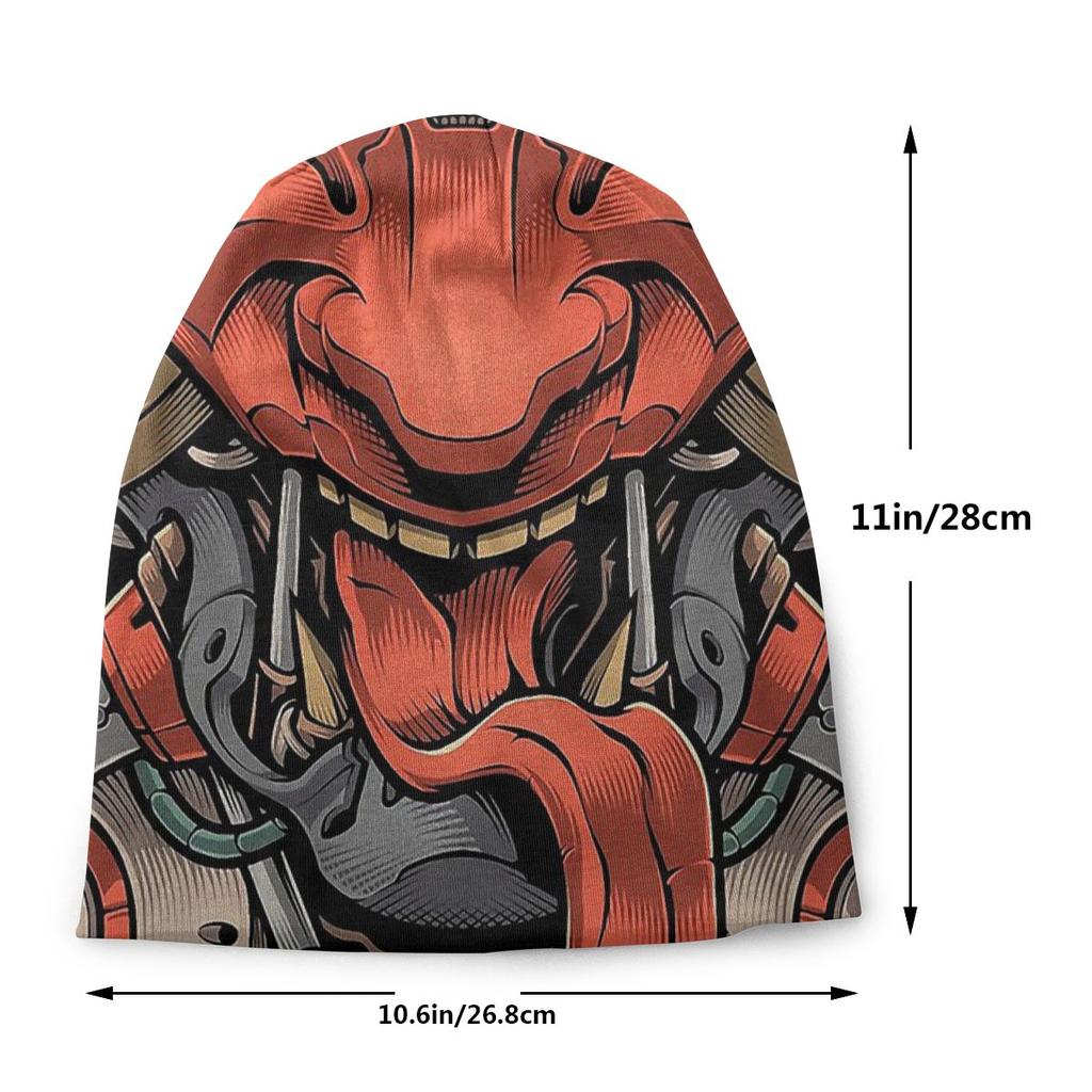 Вязаная шапка ONI MECHA, модные шапки-бини Oni, японские самураи, демонические черепа, лыжные шапки, хлопковые шапки с капюшоном