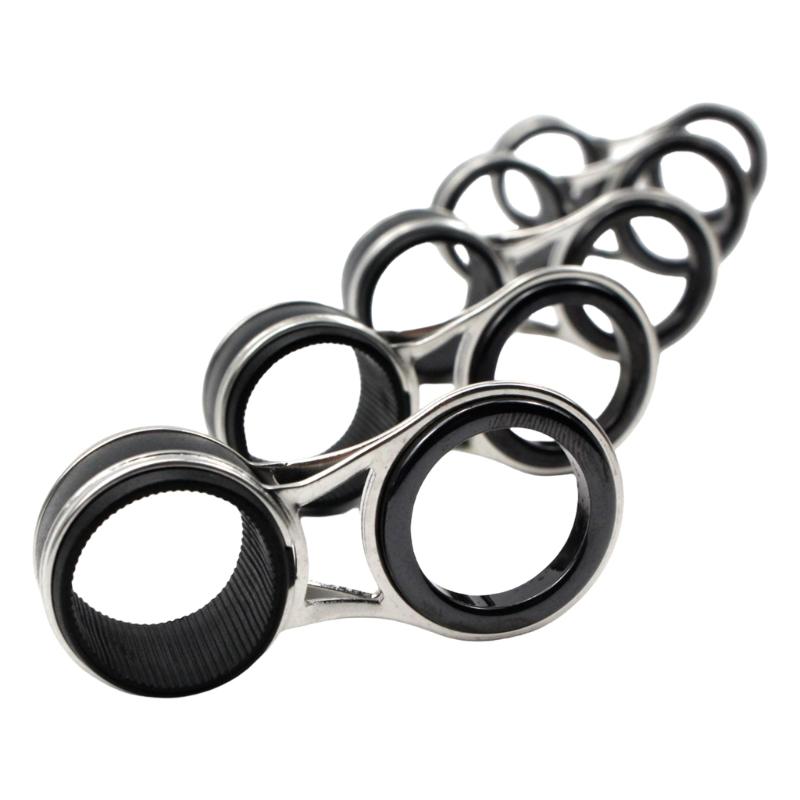 10Pcs 10 Size Stainless Steels Frame Fishing Rod Guides Replacement Set Fishing Rod Eye Repair Kits with Ceramic Rings