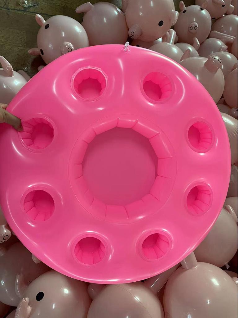 Экологичный ПВХ Надувной Подстаканник и Подставка с Отделением для Телефона и Множеством Отверстий для Напитков для Использования в Бассейне