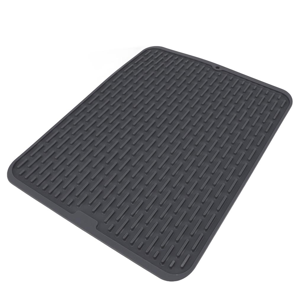 Прямоугольный силиконовый коврик для сушки посуды, теплоизоляционный противоскользящий коврик для сушки посуды со встроенным сливом