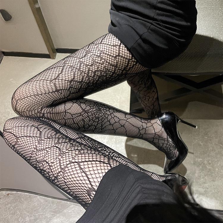 Women's Sheer Fishnet Stockings - Polka Dot & Heart Pattern, Sexy Black & White Options, Large Sizes Available for Spring & Autumn