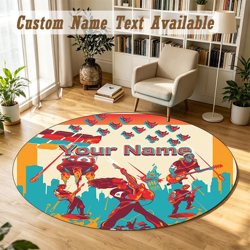 Foo Fighters Personalized Round Rug Support Custom Name, Soft Home Decor Mat