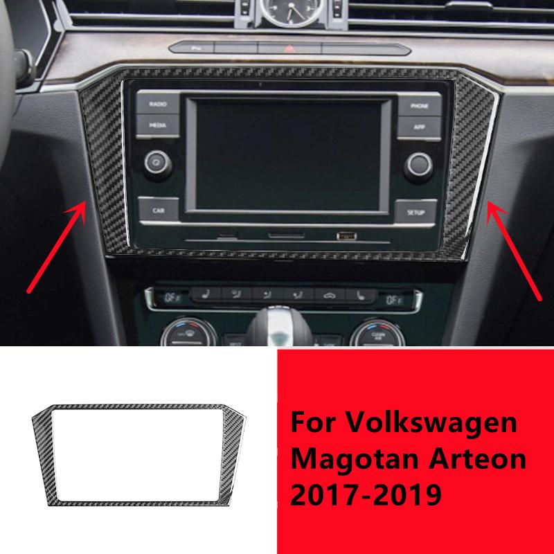 Carbon Fiber Car Interior Moulding Decoration Sticker For Volkswagen VW Magotan Arteon Dashboard Center Control Panel Cover