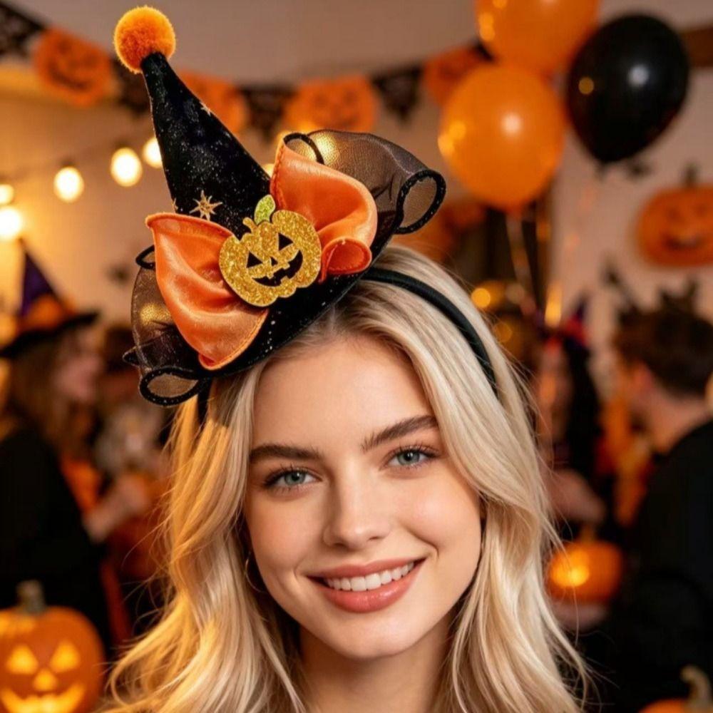 Bow Halloween Party Hair Band Ghost Halloween Hair Clip Novelty Cone Hat Hair Hoop Girl