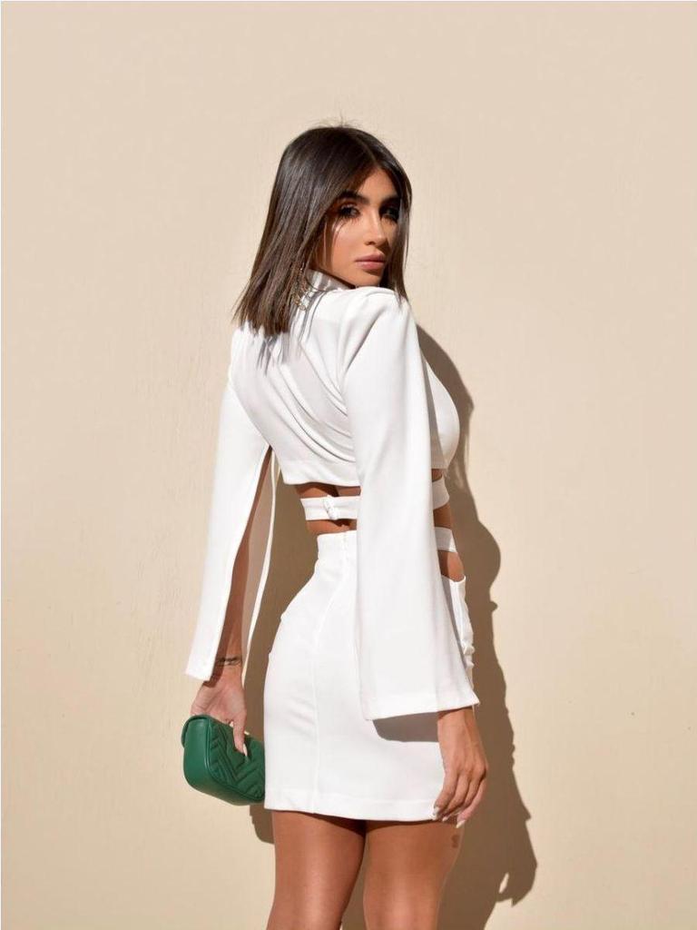 Chic European & American Women's White Long-Sleeve Dress Suit