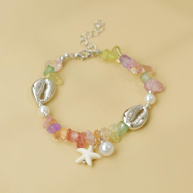 Handmade Seashell & Crushed Stone Bracelet with Lobster Clasp - Perfect Summer Travel Souvenir